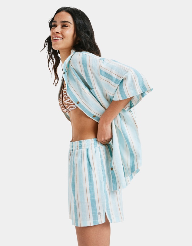 Roxy - Womens Lekeitio Bay Stripe Elastic Waist Shorts