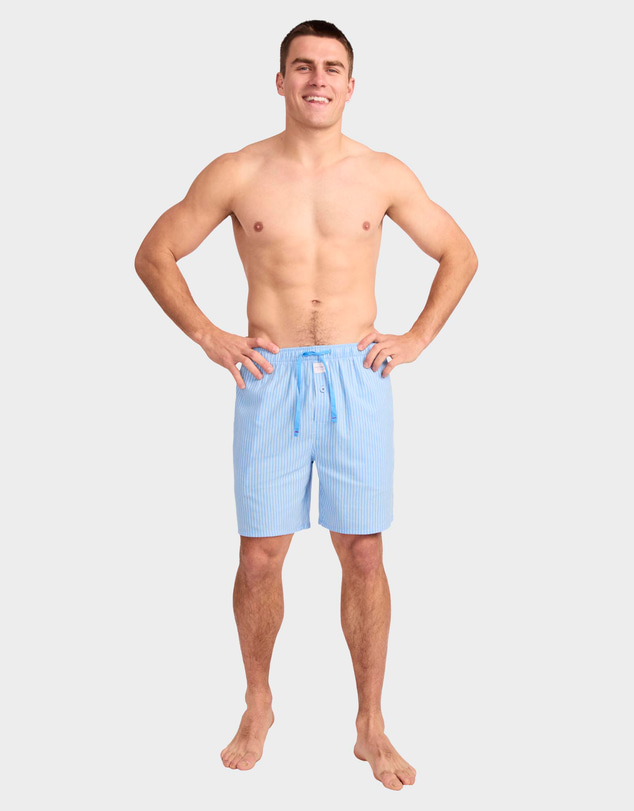 Mitch Dowd - Mitchdowd Blue Stripe Linen Sleep Shorts