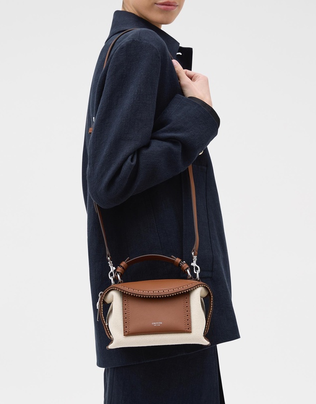 Oroton - Mica Mini Bowler Canvas Broguing