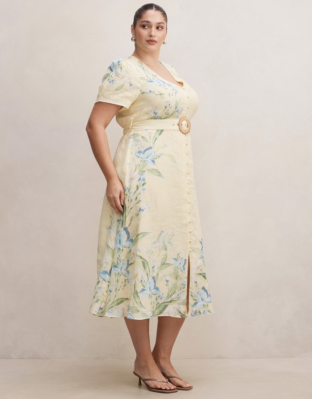 Forever New Curve - Calissa Curve V-Neck Short Sleeves Midi Dress