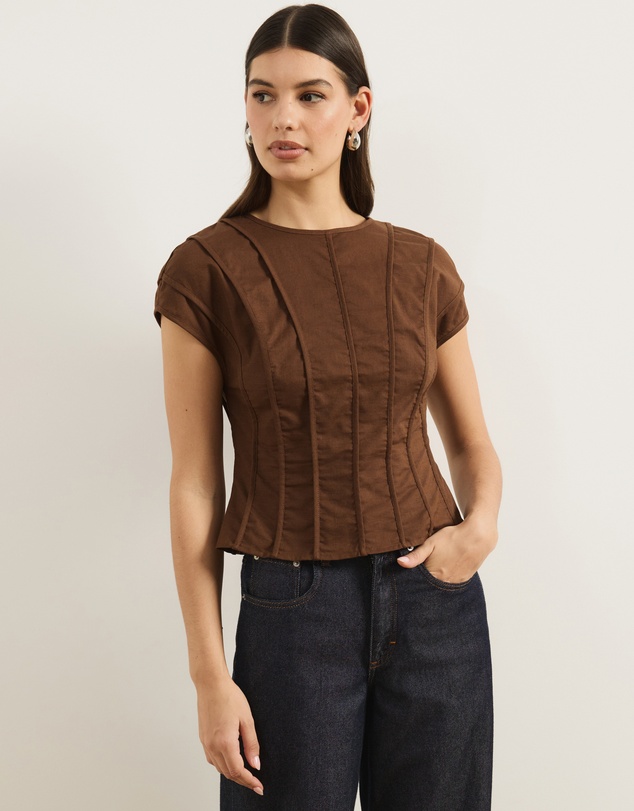 Atmos&Here - Ada Panelled Linen Blend Top