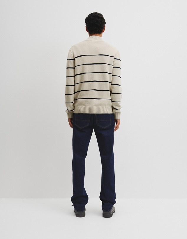 Country Road - Australian Good Earth Cotton Half Zip Stripe Knit