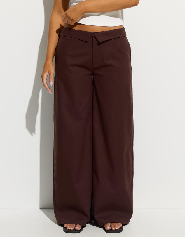 Dazie - Emmet Foldover Waistband Linen Blend Pants