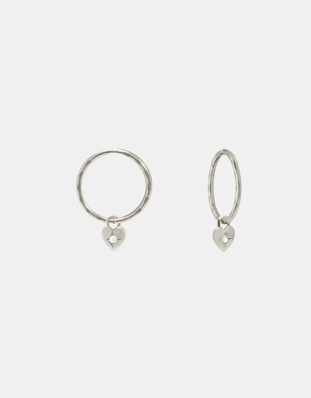SAINT VALENTINE - Mini Heart Hoops - Silver