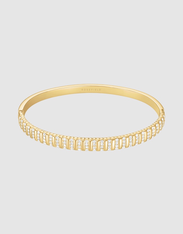 Rosefield - Striped Pavé Crystal Gold-Tone Bangle Bracelet