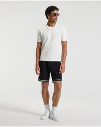 Calibre - Stripe Trim Textured Shorts Black