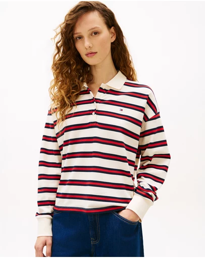 Tommy Hilfiger - 1985 Relaxed Fit Stripe LS Polo Shirt