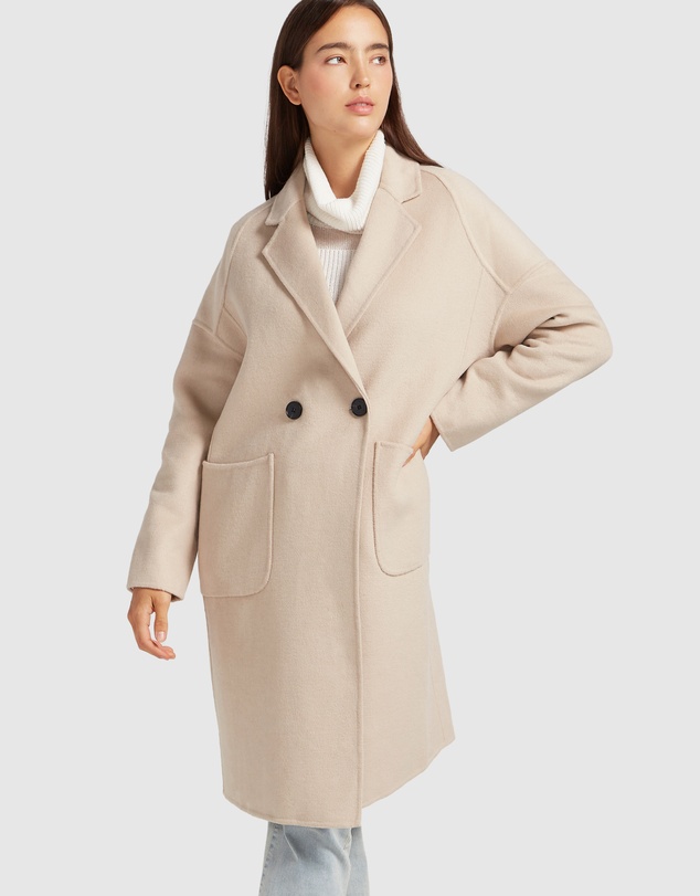 Belle & Bloom - Publisher Double-Breasted Wool Blend Coat