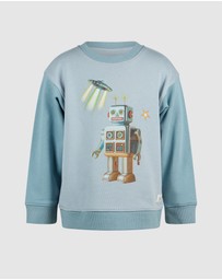 Fleur Harris - 'Out of This World' Robot Sweater in Dusty Teal
