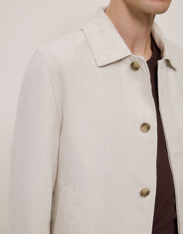 Trenery - Linen Harrington Jacket in Stone