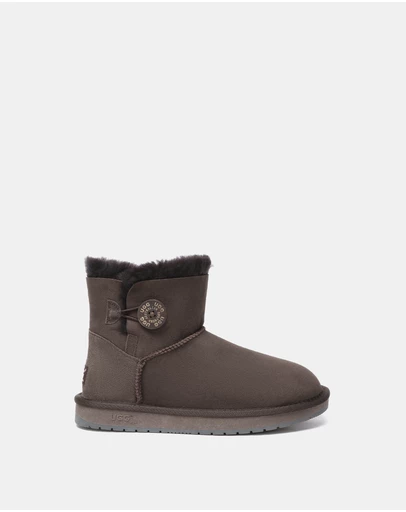 EVERAU - Australian Shepherd Ugg Mini Button Sheepskin Upper UGG Boots