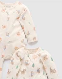 Purebaby - 2 Pack Zip Growsuit -Kids-Babies