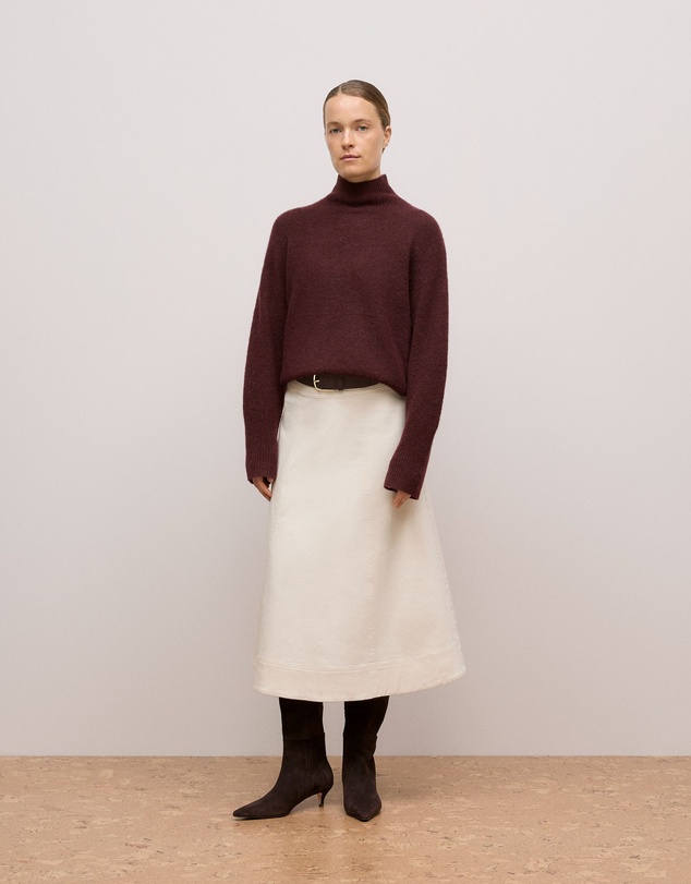 Trenery - Natural Seed Denim Panelled Skirt in Ecru