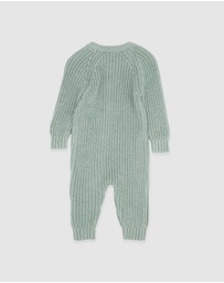 Bebe by Minihaha - Sage Knitted Zip Romper