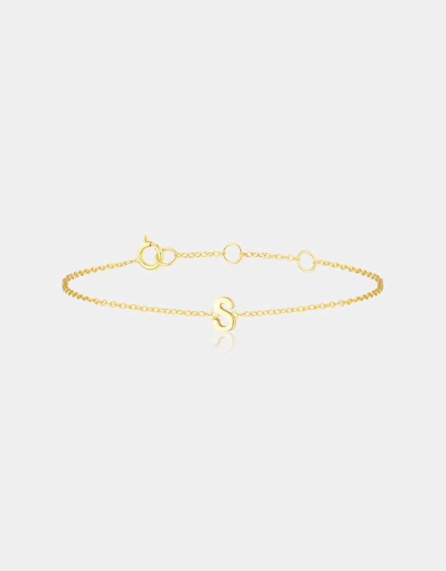 The Silver Collective - Children's A-Z Letter Bracelet - S
