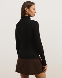 Atmos&Here - Annie Wool Blend Turtleneck Knit Top