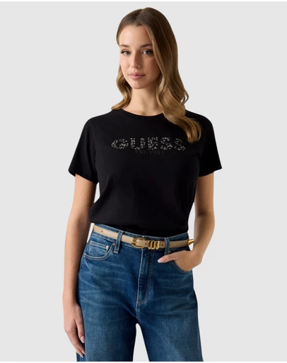 GUESS - Short Sleeve Studs Script T-Shirt