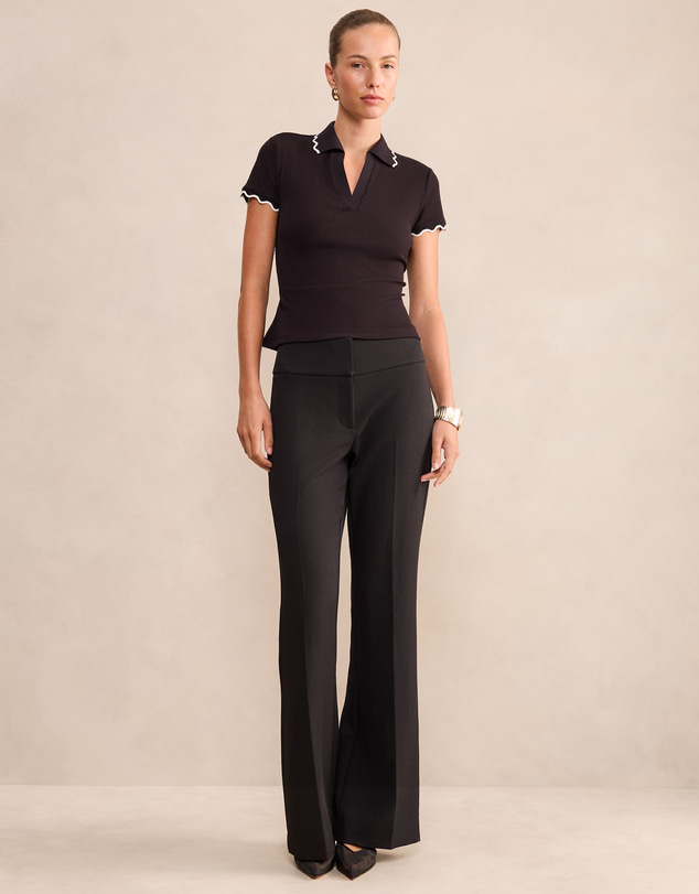 Forever New - Sarah Scallop Trim Polo Top