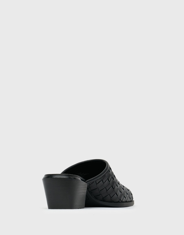 Betts - Dice Leather Woven Block Heeled Mules