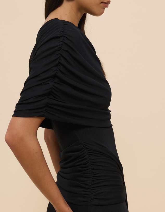 Revibe - Repaired CHANCERY Margot One Shoulder Drape Maxi Dress - AU 12