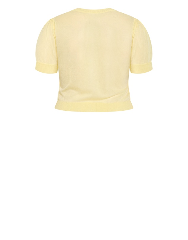City Chic - Plus size Tara Short Sleeve Crop Cardigan - lemon drop