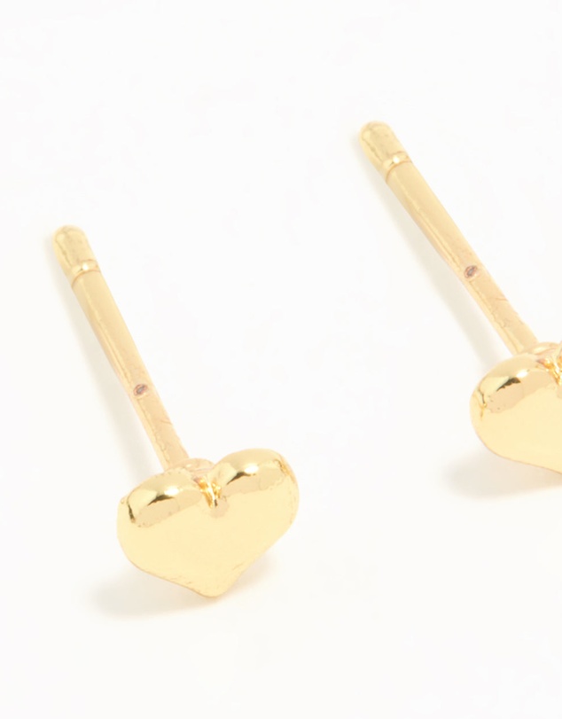 Lovisa - Waterproof Gold Plated Stainless Steel Heart Huggies & Classic Stud Earrings 3-Pack