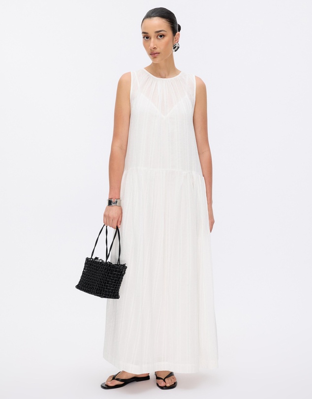 Minima Esenciales - Cordelia Self Stripe Resort Midi Dress