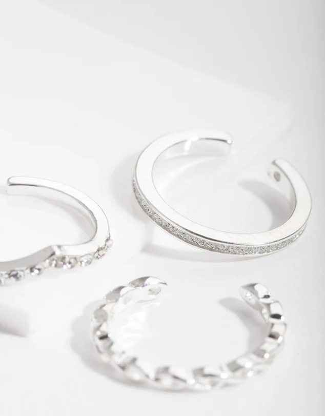 Lovisa - Silver Diamante Band Toe Ring Pack