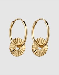 Elli Jewelry - Sunburst Charm Hoop Earrings in Gold-Plated 925 Silver - 2 in 1 Design