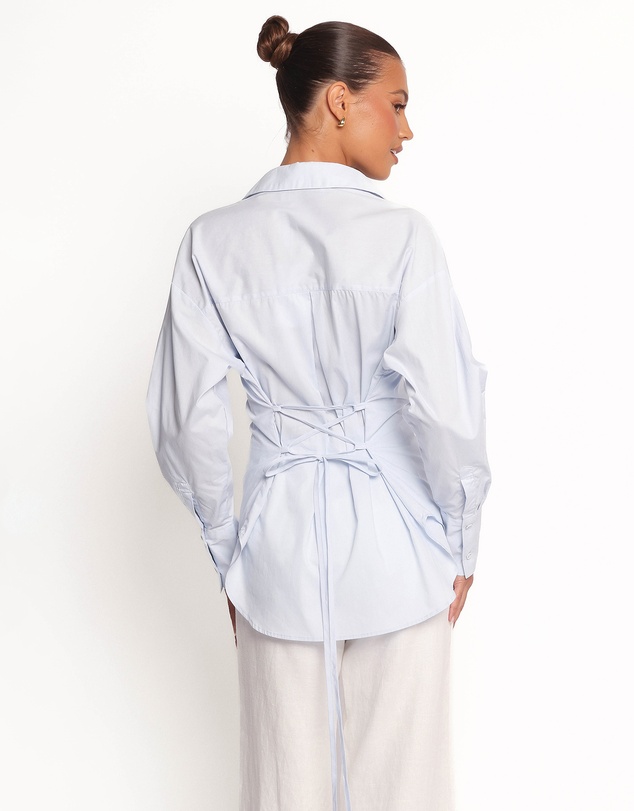 Petal & Pup - Yacra Tie Shirt - Pale Blue