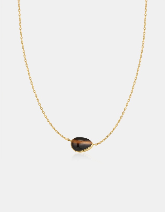 Ania Haie - Gold Bezel Tiger's Eye Organic Dome Pebble Necklace