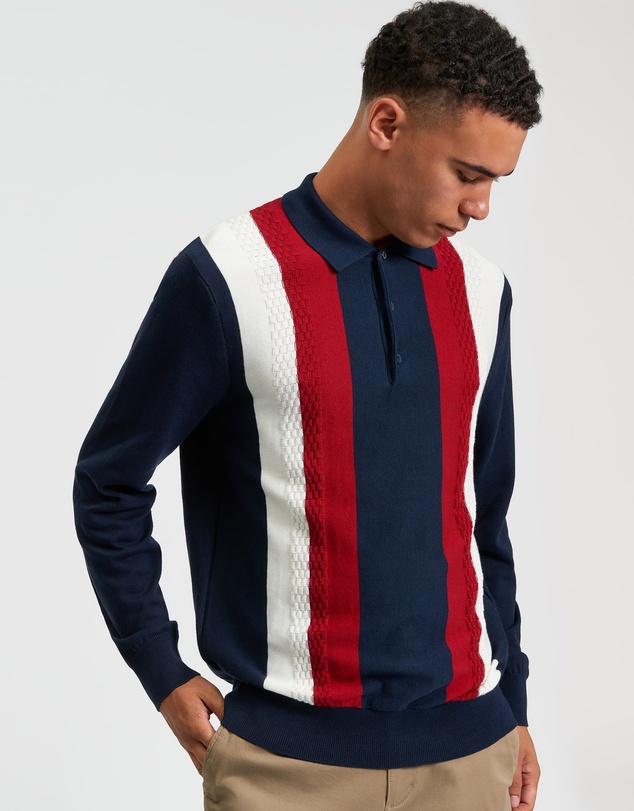 Ben Sherman - Long Sleeve Vertical Stripe Polo
