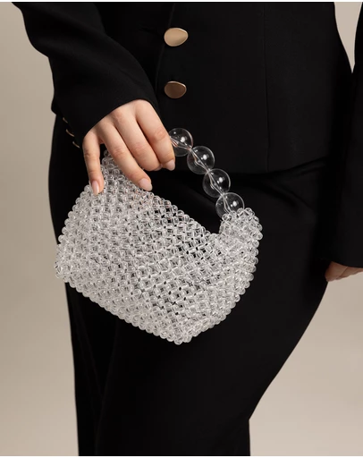 Morgan & Taylor - Avery Beaded Bag in Clear White