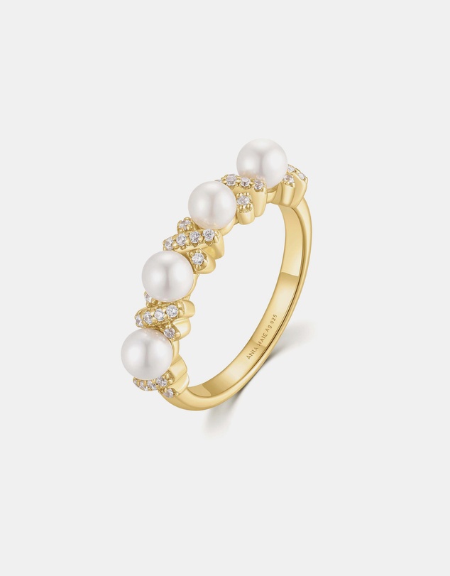 Ania Haie - Gold Sparkling Braided Shell Pearl Ring