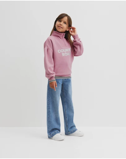 Country Road - Australian Cotton Blend Sequin Half Zip Sweat