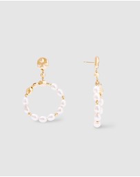 Wanderlust + Co - Pearl Baroque 14K Gold Vermeil Hoop Earrings