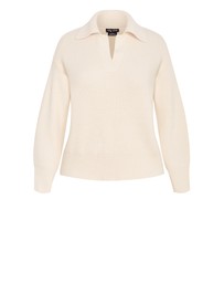 City Chic - Plus size Star Alley Collared Jumper - milk