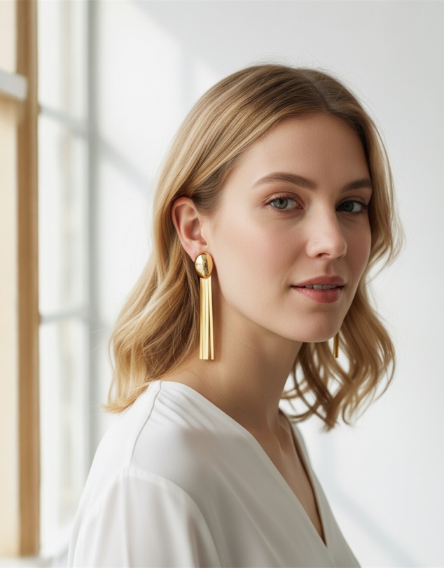 Mossée - Solana Gold Plated Long Earrings