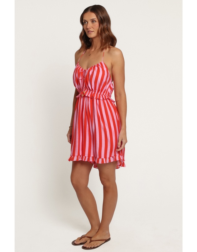 Petal & Pup - Janara Tie Strap Playsuit - Pink/Red Stripe