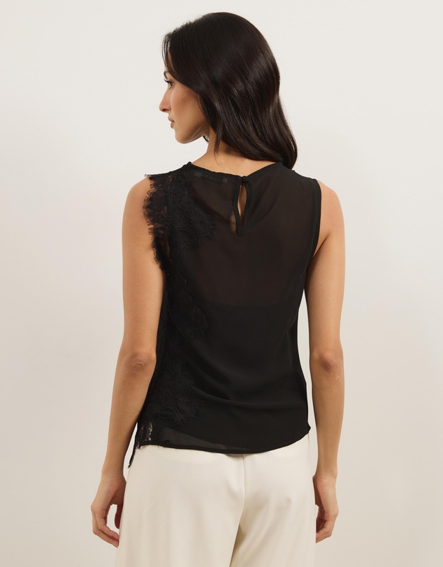 Atmos&Here - Iris Contrast Lace Insert Georgette Top
