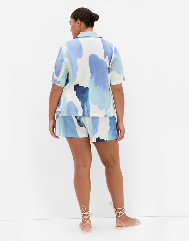 City Chic - Plus Size Surface Level Print Short - light blue