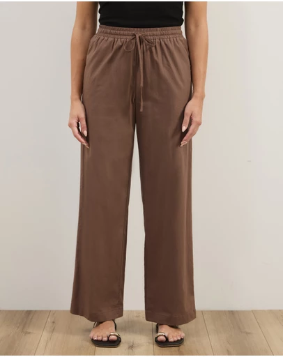 Atmos&Here - Elis Cotton Pants With Drawstring Detail At Waist