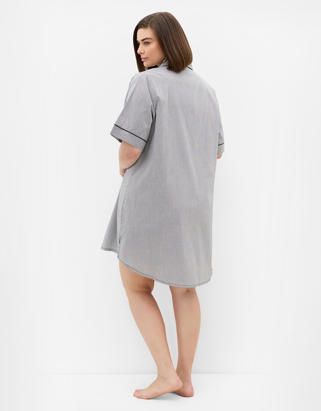City Chic - Plus size Zoie Oversized Stripe Sleep Shirt - charcoal