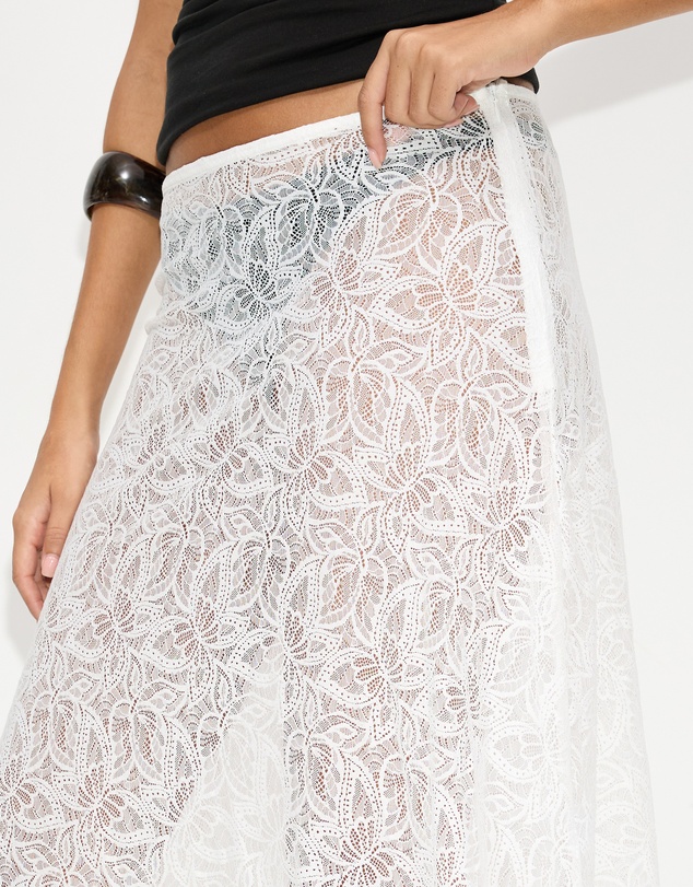 Dazie - Vacay Sheer Lace Midi Skirt
