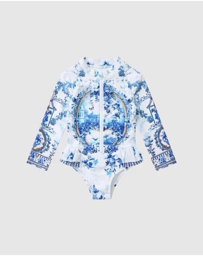 Camilla - Frill Back Zip Front Paddle Suit - Babies