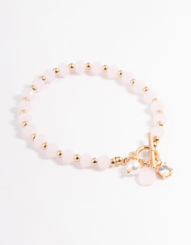 Lovisa - Gold Pearl & Diamante Beaded Bracelet
