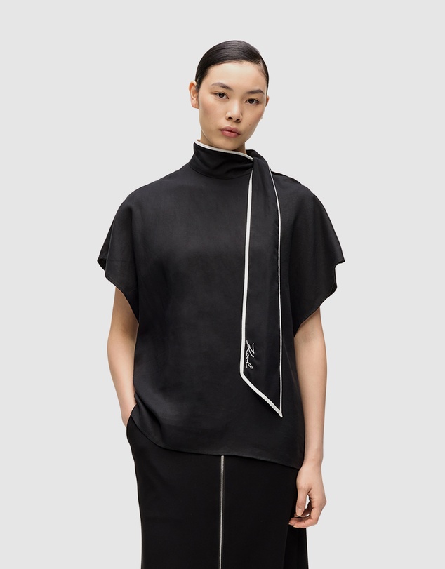 Karl Lagerfeld - Linen Blend Pipelined Blouse
