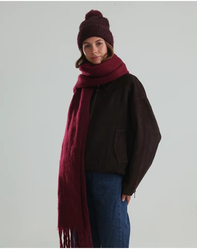 Morgan & Taylor - Elsie Boucle Beanie in Burgundy Red