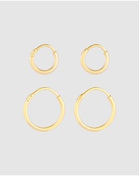 Kuzzoi - ICONIC EXCLUSIVE - Earrings Creole Set Duo Basic in 925 Sterling Silver Gold Plated