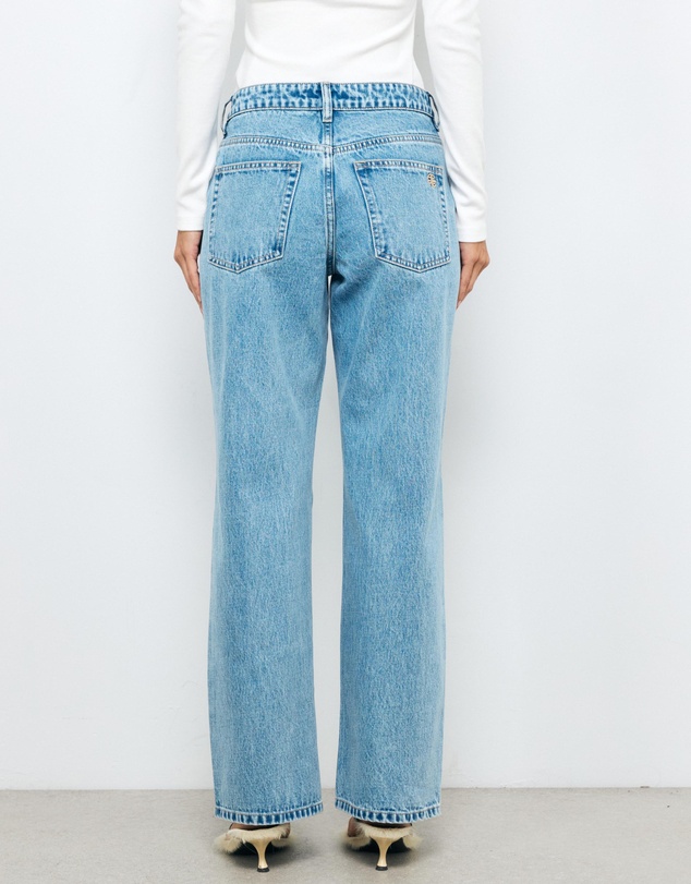 AERE - Elle Mid Rise Relaxed Straight Leg Jeans